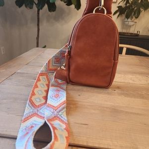 ANTHROPOLOGIE Urban Originals LIBERTY Sling Bag Woven Guitar Camera Strap Purse